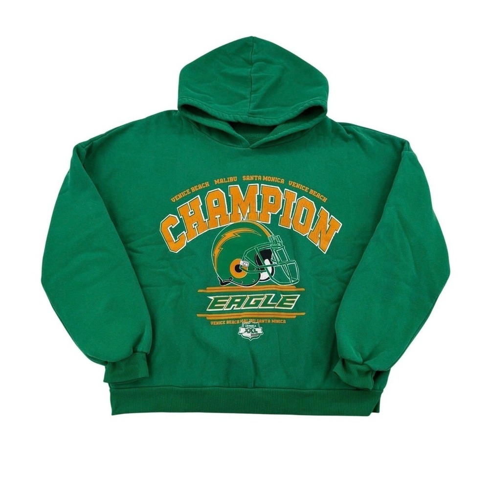 Edikted Hoodie Women XS/S Green Excellent Champion Eagle Graphic Oversized